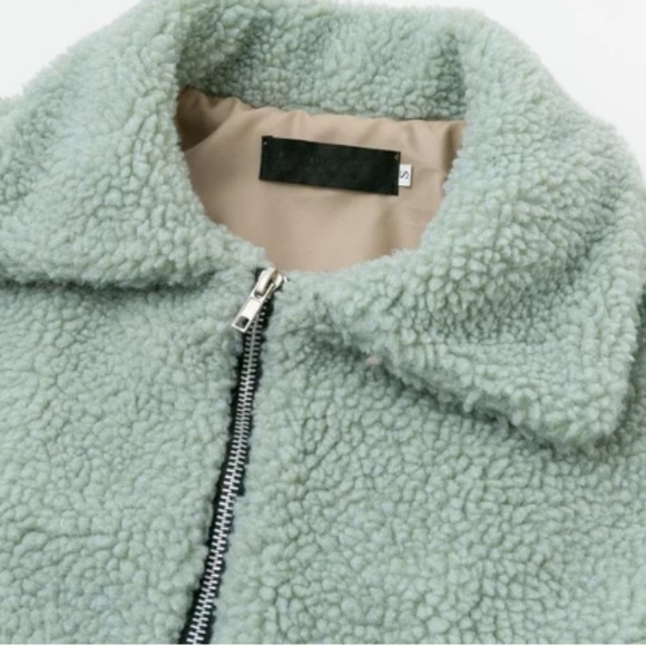 Teddy Bear Faux Shearling Cropped Jacket | Mint - Picture 6 of 6